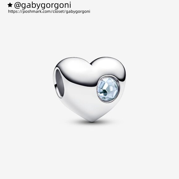 Pandora Engravable Sea Aqua Blue Stone Heart Charm - Picture 1 of 4